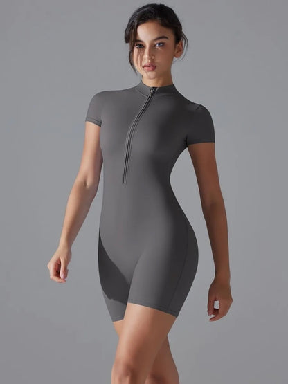 Shapewear Mock Neck Zip Front Sculpting Romper