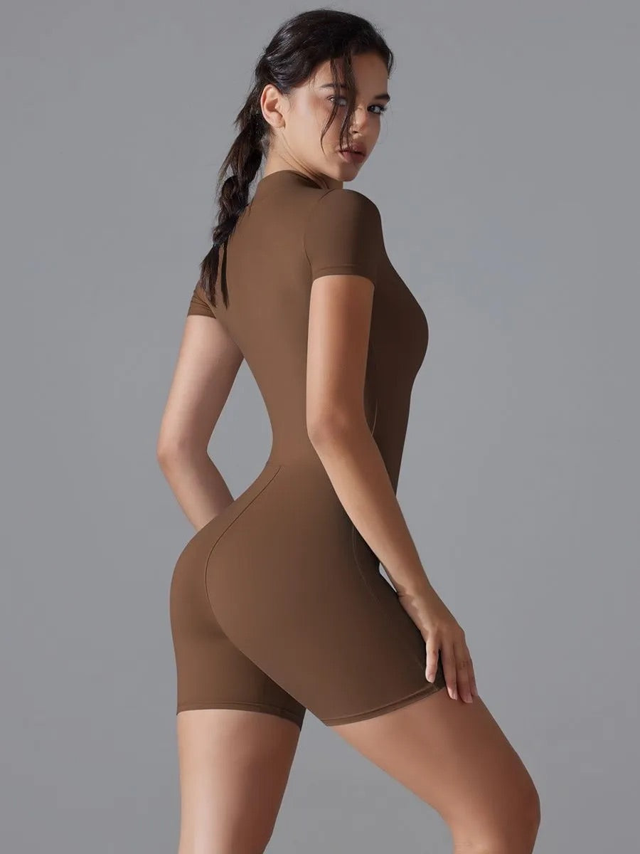 Shapewear Mock Neck Zip Front Sculpting Romper