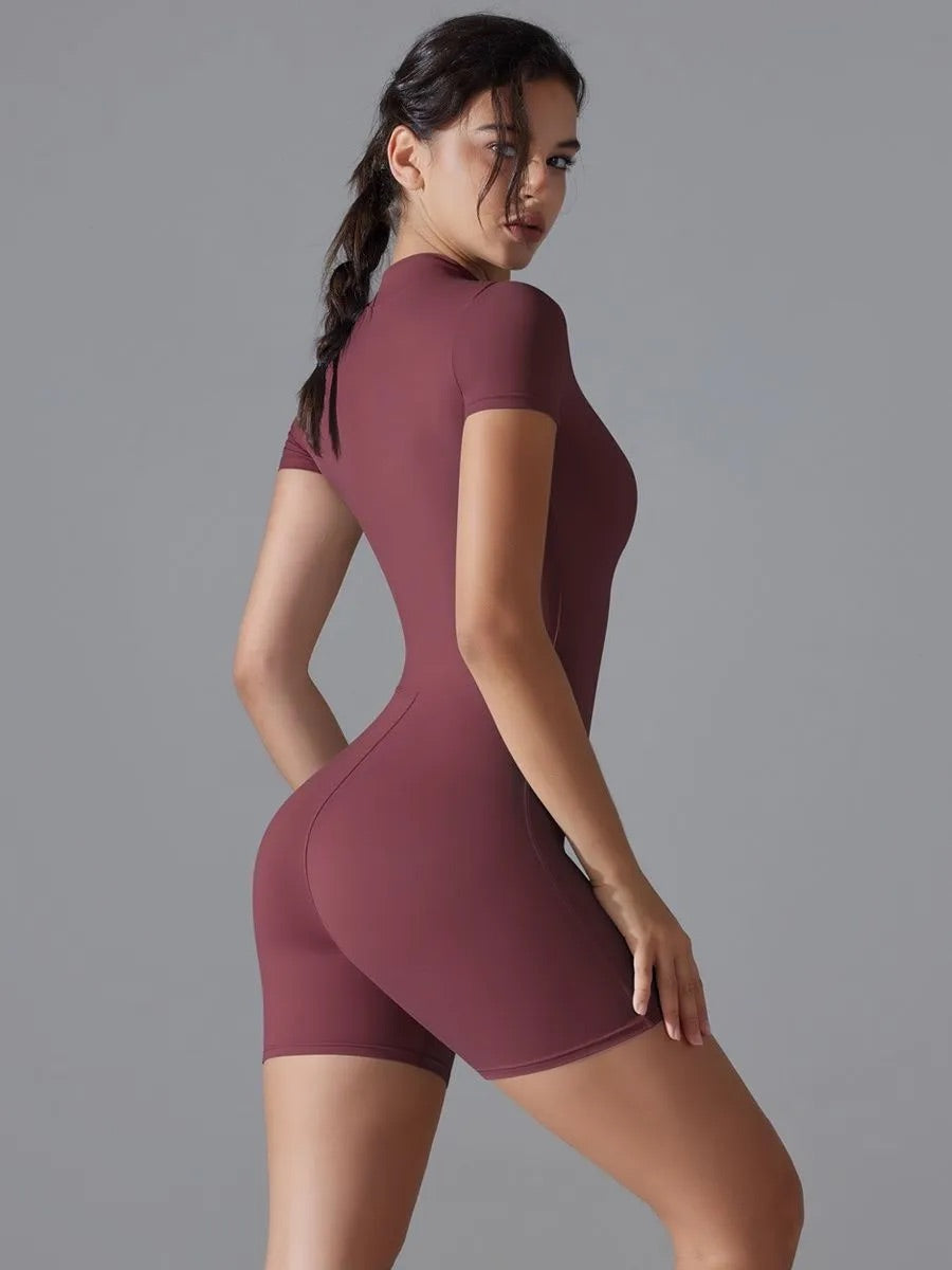 Shapewear Mock Neck Zip Front Sculpting Romper